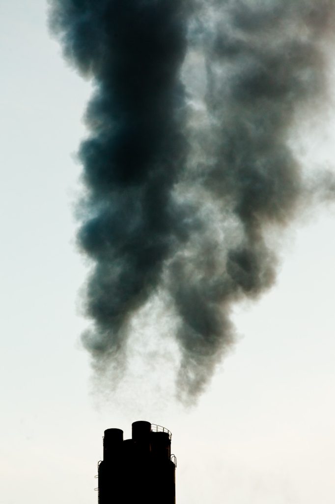 Industrial pollution chimneys black smoke emission